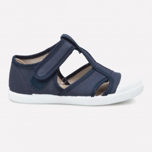 SANDALIA CERADA LONA NAVY