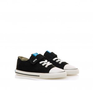 ZAPATILLA ELASTICO Y VELCRO NEGRO