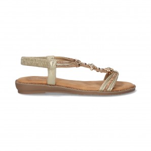 SANDALIA T STRASS GOLD