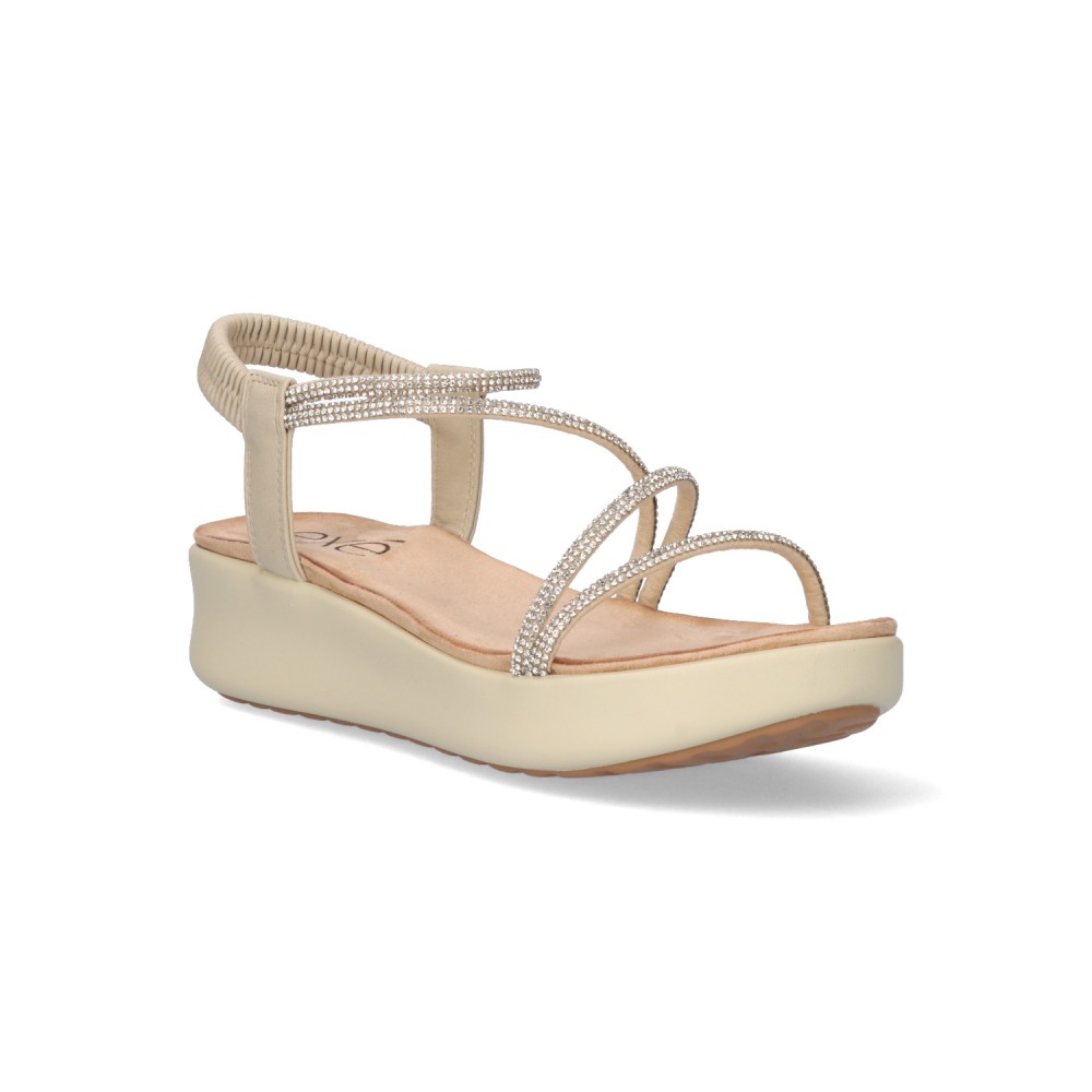 SANDALIA TUBULAR STRASS BEIG