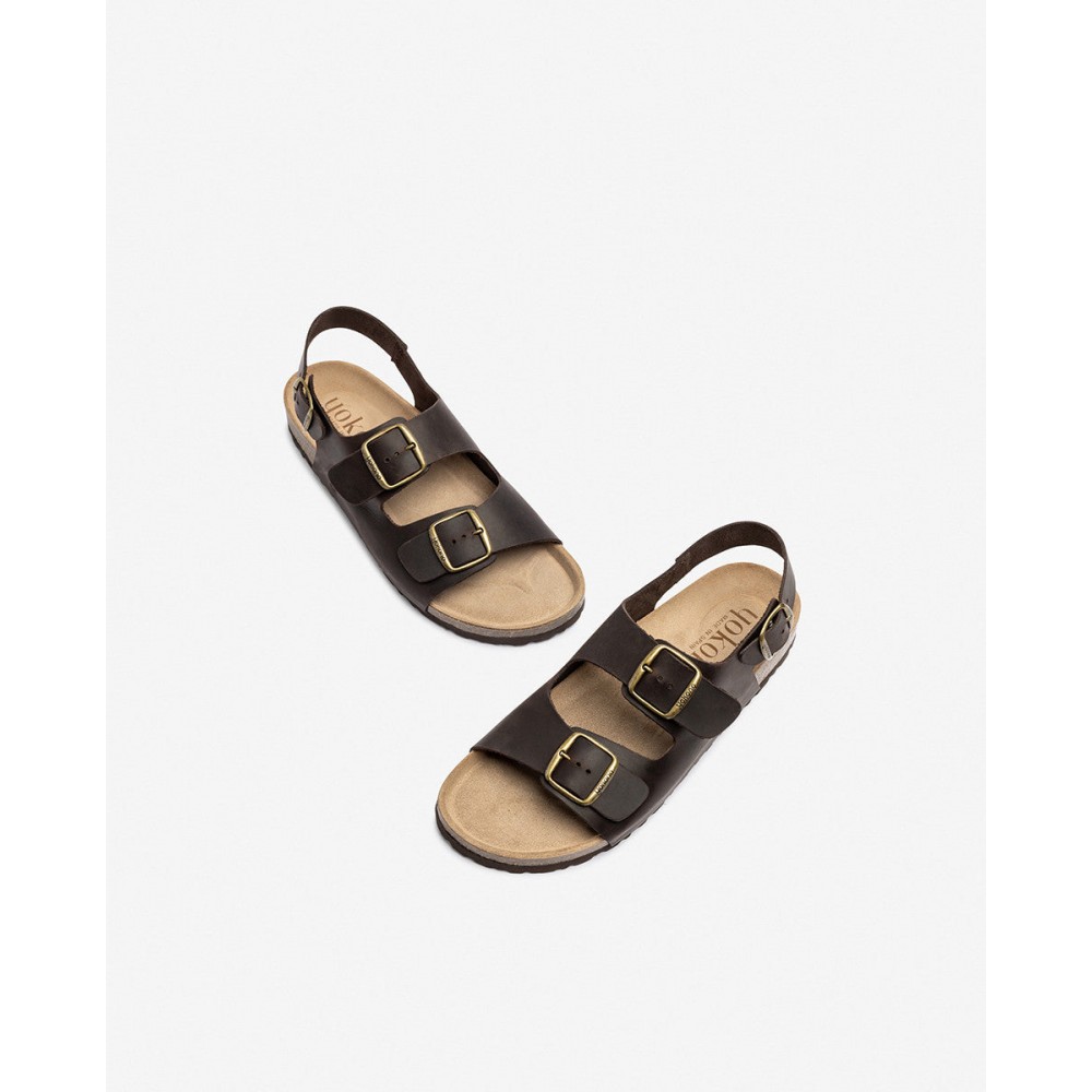 SANDALIA BIO TRES HEBILLAS MARRON
