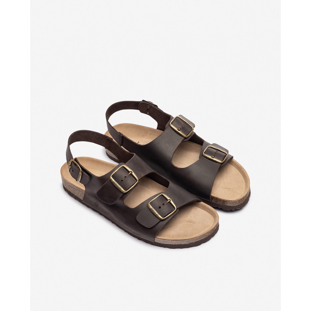 SANDALIA BIO TRES HEBILLAS MARRON