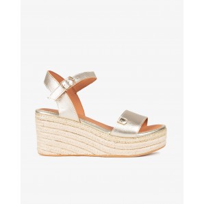 SANDALIA CUÑA YUTE LAMINADO ORO