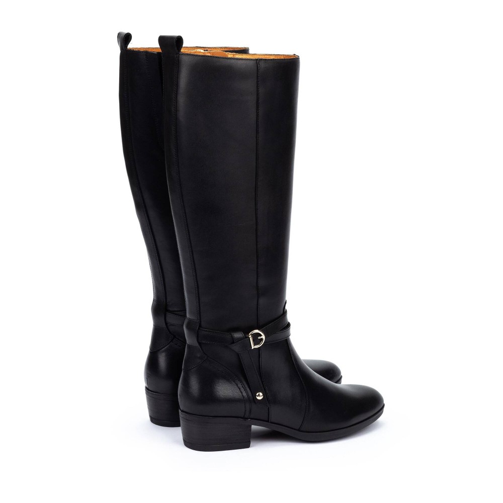 BOTA ALTA CORREA HEBILLA TOBILLO NEGRO