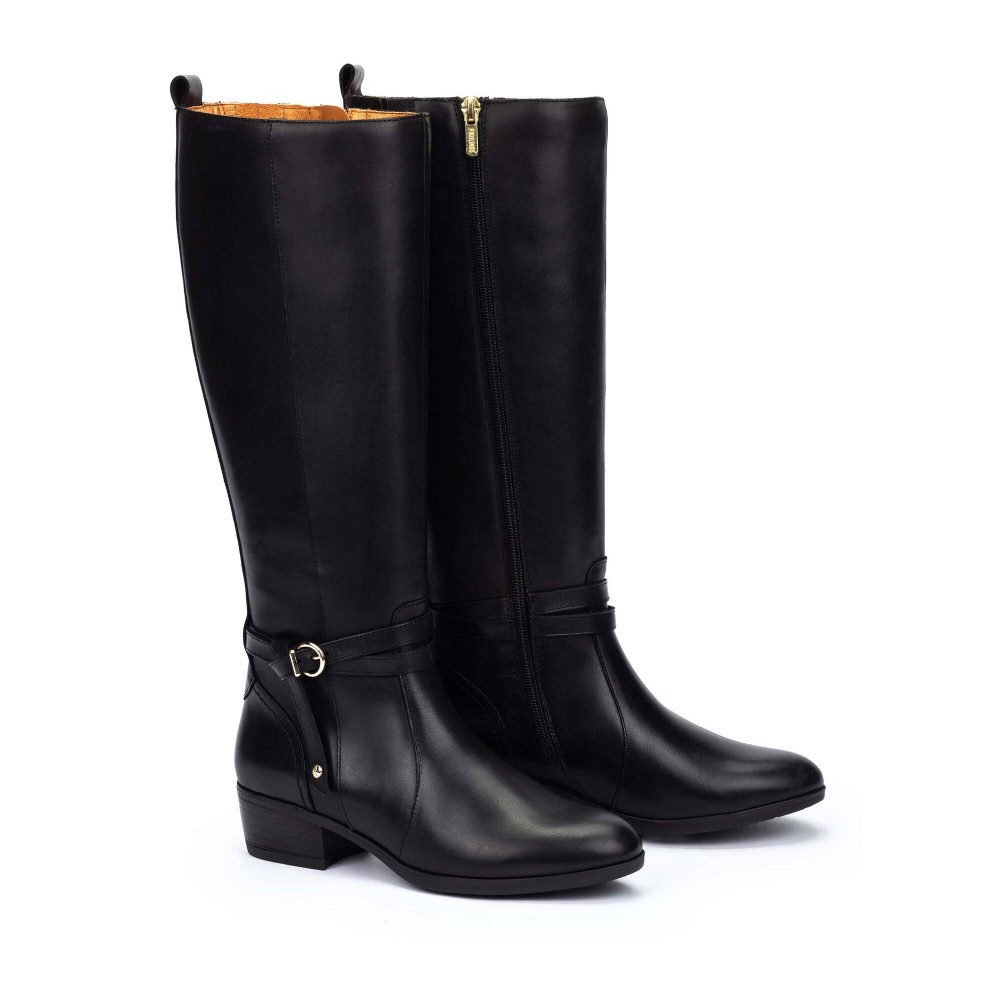 BOTA ALTA CORREA HEBILLA TOBILLO NEGRO