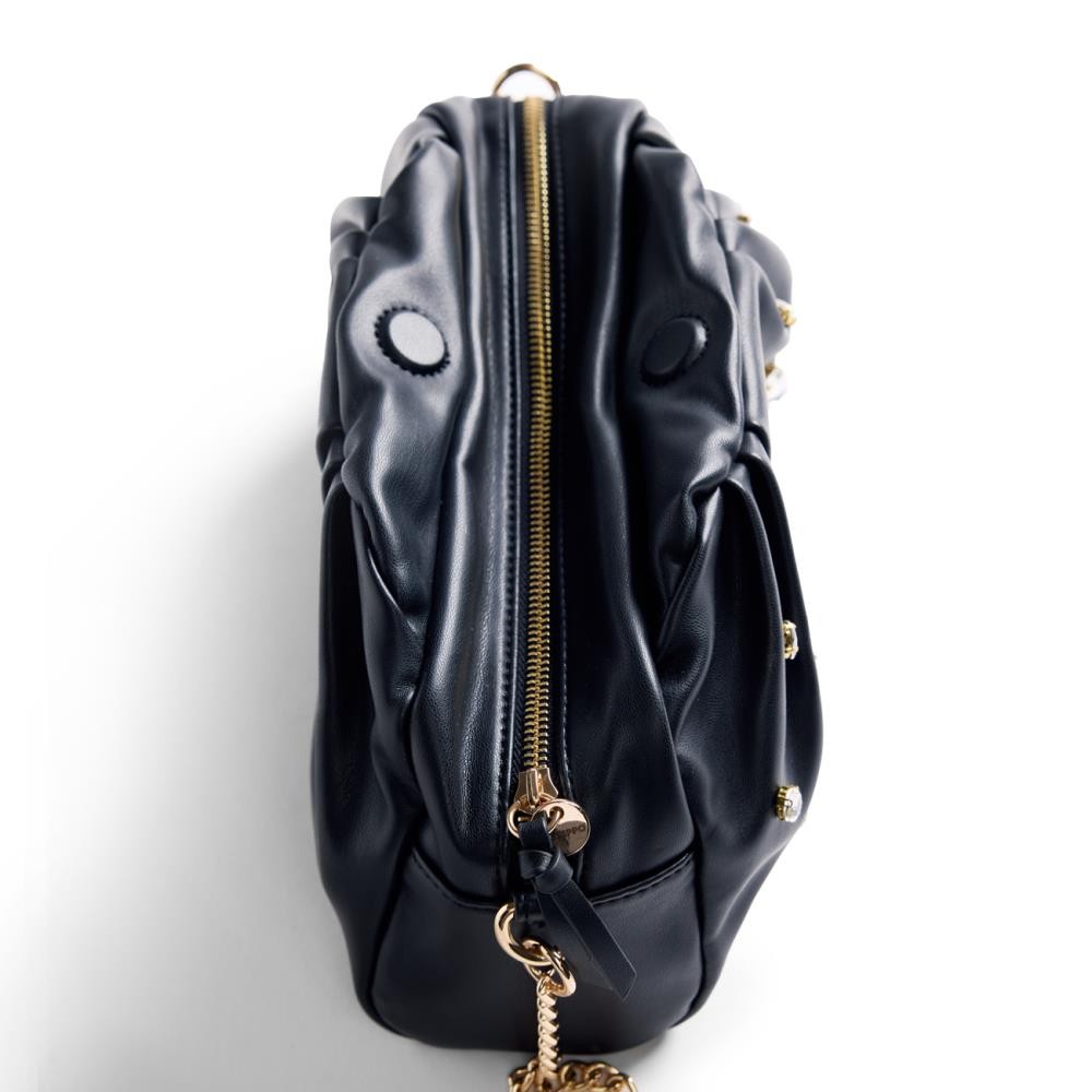 BOLSO CADENA ADORNOS CIRCONITAS NEGRO
