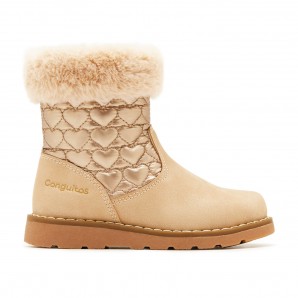 BOTIN CAÑA ACOLCHADA CORAZONES BEIG